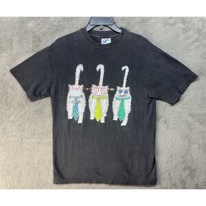 Vintage 90s Get Serious Cat Carol Montgomery Single Stitch T Shirt Size M